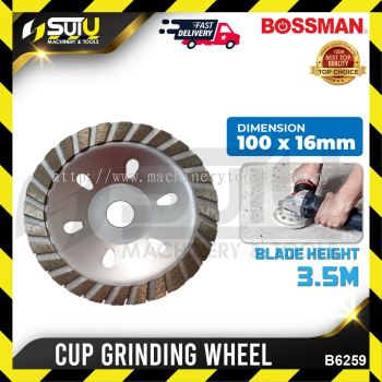 BOSSMAN B6259 1PCS 100 x 16MM Cup Grinding Wheel