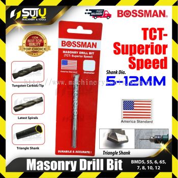 BOSSMAN BMD5 /5.5/ 6/ 6.5/ 7/ 8/ 10/ 12 Masonry Drill Bit (Triangle Shank) 5-12MM
