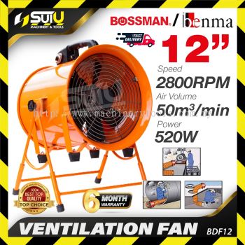 BOSSMAN / BENMA BDF12 / SHT-30A Portable Ventilator Duct Fan / Ventilation Fan 520W