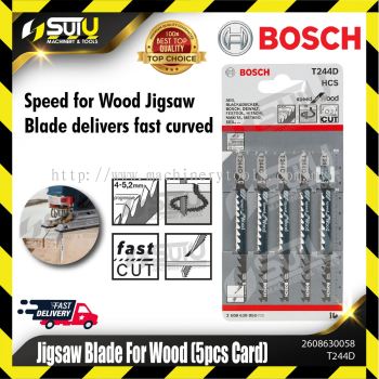 BOSCH 2608630058 (T244D) 5PCS Jigsaw Blades For Wood 100mm (Quick Curved Cut 6~60mm)