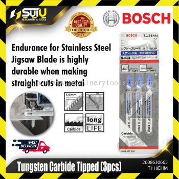BOSCH 2608630665 (T118EHM) 3pcs Tungsten Carbide (TC) Tipped Jig Saw Blades 83mm