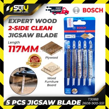 BOSCH 2608900551 (T308B) 5PCS Extra Clean Jigsaw Blades For Wood 117MM