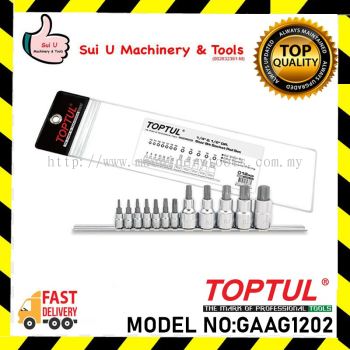 TOPTUL GAAG1202 / GAAG 1202 12pcs 1/4" & 1/2" DR. Star Bit Socket Rail Set