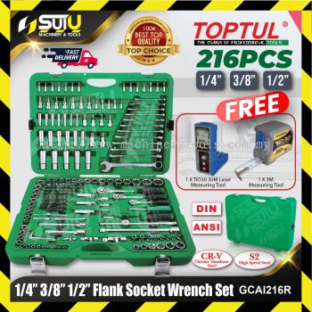 TOPTUL GCAI216R 216pcs 1/4'' & 3/8'' & 1/2'' Flank Sock Wrench Set