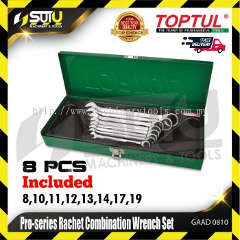 TOPTUL GAAD0810 8pcs Pro-series Rachet Combination Wrench Set