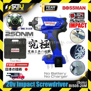 BOSSMAN BIS08-20M 20V Cordless Impact Screwdriver (SOLO - Without Battery & Charger)