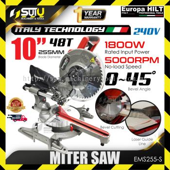 EUROPA HILT EMS255-S / EMS255S 10" Slide Compound Mitre Saw 1800W 5000RPM