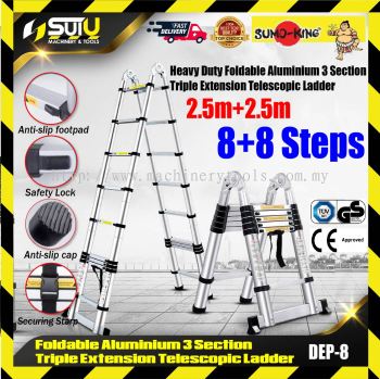 SUMO-KING DEP-8 Foldable Telescopic Ladder Double-sided+Extension(A+I type) 5m(2.5m+2.5m)