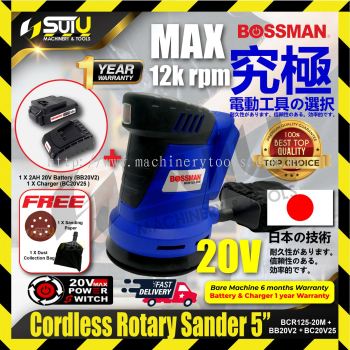 BOSSMAN BCR125-20M 20V 5" Cordless Rotary Sander 125MM 12000RPM w/ 1 x Charger & 1 x 2.0Ah Battery 