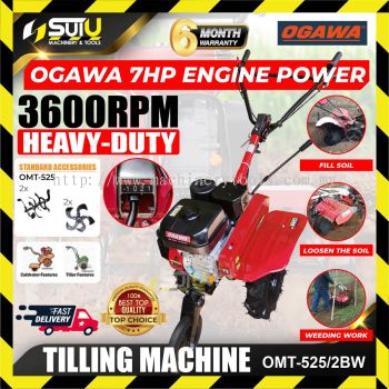 OGAWA OMT-525 / 2BW 7HP Heavy Duty Mini Tilling Machine / Power Tiller Cultivator 3600RPM