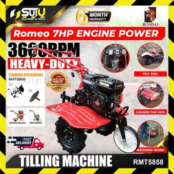 ROMEO RMT5858 7HP  Heavy Duty Petrol Engine Mini Tilling Machine / Power Tiller Cultivator 3600rpm