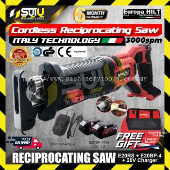 EUROPA HILT E20RS Cordless Reciprocating Saw + 2 x Batt4.0Ah + Charger