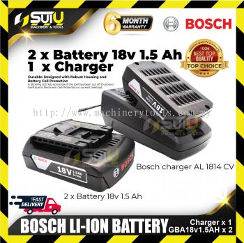 Bosch GBA18V 1.5AH / GAL1814 18V Battery 1.5Ah & Charger ( 2 x Batt1.5Ah+Charger)