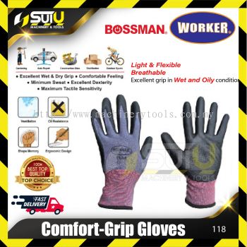 WORKER / BOSSMAN 118 M Comfort-Grip Gloves Medium #8 (1 Pair)