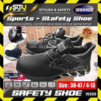 WORKER W889 Safety Shoes Sport Shoes Wear-Resistant Anti-Smashing Anti-Puncture Work Sneakers Protective Shoes 38-47/4-3