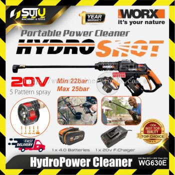 WORX WG630E 20V Portable Hydroshot Brushless Power Cleaner / Pressure Cleaner w/ 1 x 4.0Ah Battery + Charger 