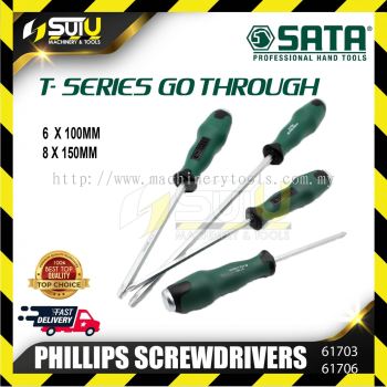 SATA 61703 / 61706 T-SERIES GO THROUGH PHILLIPS SCREWDRIVERS PH#2 X 100MM / PH#3 X 150MM