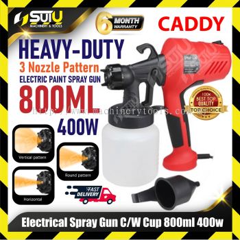 CADDY Heavy Duty Electrical Paint Spray Gun c/w Cup 800ml 400W ( 3 Nozzle Pattern )