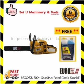 Eurox Gasoline/Petrol Chain Saw 16" F.O.C 2T Oil