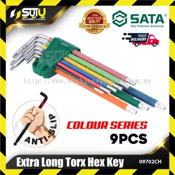 SATA 09702CH 9PCS Extra Long Torx Hex Key (Colour Series)