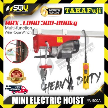 TAKAFUJI PA-500A / PA500A / PA500 Heavy Duty Wire Rope Mini Electric Hoist 1020W (Max.Load 250-500kg)