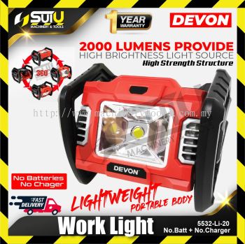 DEVON 5532-Li-20 20V Portable Work Light with 2000 Lumens (SOLO - No Battery & Charger)