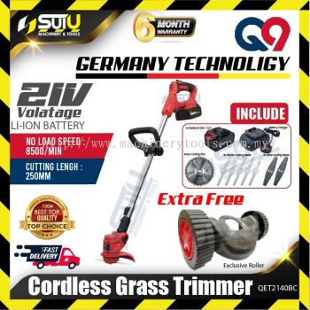 Q9 / QNINE QET2140BC 21V Cordless Grass Trimmer / Grass Cutter 8500rpm + Roller