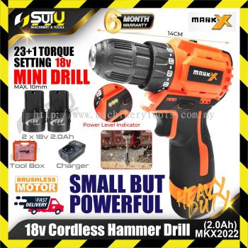 MARK X MKX-2022 18V Mini Brushless Compact Cordless Hammer Drill+2xBatt2.0Ah+Charger