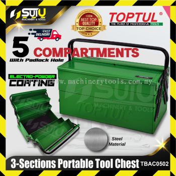 TOPTUL TBAC0502 3-Sections Portable Tool Chest ( 5 compartments w/ Padlock Hole )