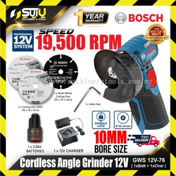 BOSCH GWS 12V-76 / GWS12V-76 12V 10mm Cordless Angle Grinder 19500rpm w/ 1 x 2.0Ah Battery + 1 x Charger 