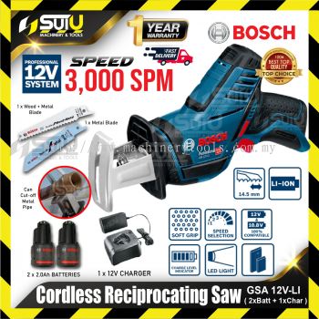 BOSCH GSA 12V-LI / GSA12V-LI 12V Cordless Reciprocating Saw 3000spm w/ 2 x 2.0Ah Battery + Charger 