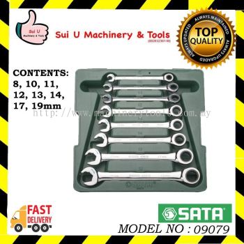 SATA 09079 8pcs Metric Double Ratcheting Wrench Set