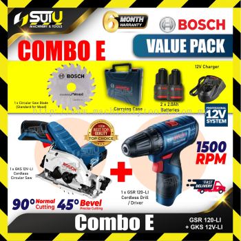 BOSCH 12V COMBO E GSR 120-LI Cordless Drill/ Driver + GKS 12V-LI Cordless Circular Saw