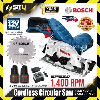 BOSCH GKS 12V-LI / GKS12V-LI 12V Cordless Circular Saw 1400rpm w/ 2 x 2.0Ah Batteries + 1 x 12V Charger 