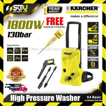 KARCHER K4 Basic 130bar High Pressure Washer 1800W + Stanley 66-119 Test Pen 