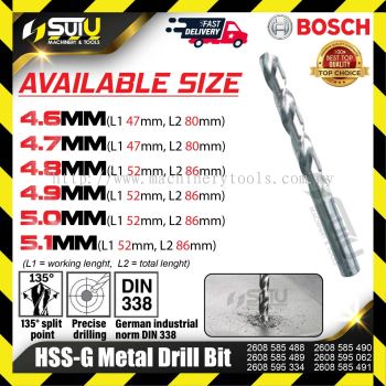 BOSCH 2608585488/ 585489/ 595334/ 585490/ 595062/ 585491 HSS-G Metal Drill Bit (4.6mm-5.1mm)