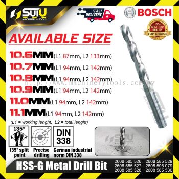 BOSCH 2608585526/ 585527/ 585528/ 585529/ 595079/ 585530 HSS-G Metal Drill Bit (10.6mm-11.1mm)