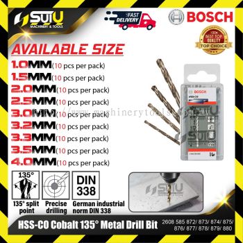 BOSCH 2608585872/ 873/ 874/ 875/ 876/ 877/ 878/ 879/ 880 10PCS HSS-CO Cobalt 135 Metal Drill Bit (1.0-4.0mm)