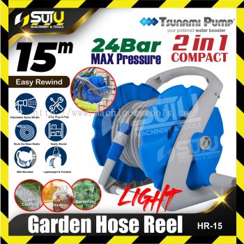 TSUNAMI PUMP HR-15 / HR15 15M 2in1 Compact Garden Hose Reel 24bar