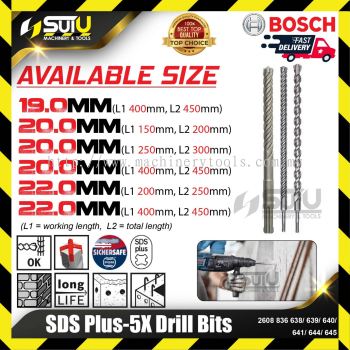 BOSCH 2608836638/ 639/ 640/ 641/ 644/ 645 SDS PLUS-5X Drill Bits (19.0-22.0mm)