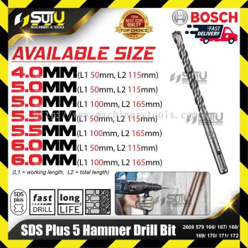 BOSCH 2608579166/ 167/ 168/ 169/ 170/ 171/ 172 SDS Plus 5 Hammer Drill Bit (4.0-6.0mm)