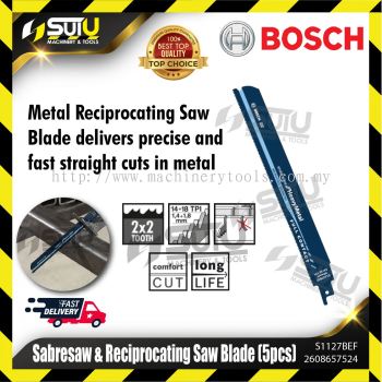 BOSCH 2608657524 (S1127BEF) 5PCS Fine & Precise Cut Sabresaw & Reciprocating Saw Blades (Heavy for M