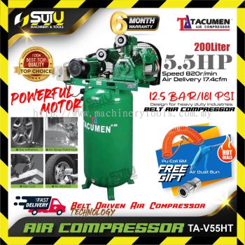 TACUMEN TA-V55HT 5.5HP 200L Belt Driven Air Compressor 12.5Bar with Free Gift
