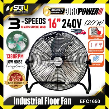 EUROPOWER EFC1650 16" 3-Speed Industrial Floor Fan 120W 1380RPM