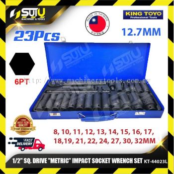 KING TOYO KT-44023L 23PCS 1/2" SQ Drive Metric Deep Impact Socket Wrench Set (12.7mm)