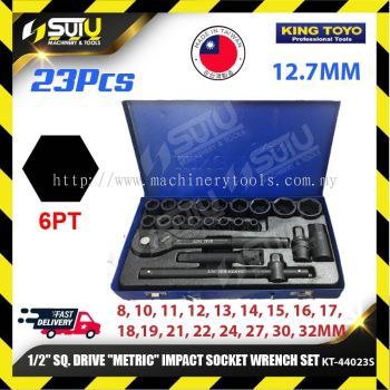 KING TOYO KT-44023S 23PCS 1/2" SQ.Drive Metric Impact Socket Wrench Set 12.7MM (6PT)