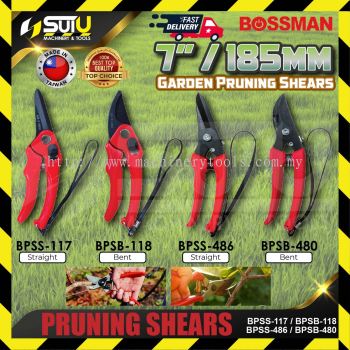BOSSMAN BPSS-117 / BPSB-118 / BPSS-486 / BPSB-480 7" Pruning Shears (Straight/Bent)