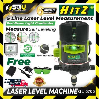 HITZ GL-5705 / GL5705 4V1H6D 360 5 Line Professional Automatic Laser Level Machine w/o Tripod 