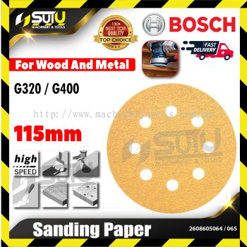 BOSCH 2608605064/ 065 5PCS 115MM Sanding Paper For Wood & Metal (G320/G400)