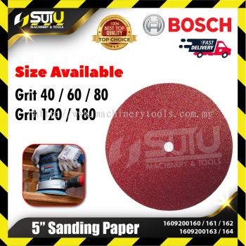 BOSCH 1609200160/161/162/163/164 5PCS 125MM Sanding Paper (Grit 40-180)